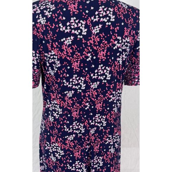 MICHAEL Michael Kors L Short Sleeve Blue Floral Shift Dress Polyester Stretch - Picture 7 of 8